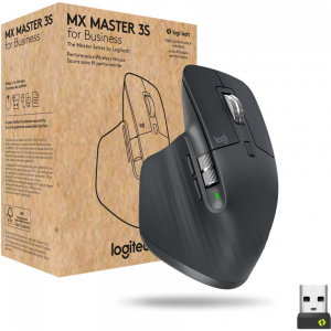 Logitech Master Series MX Master 3S for Business - Mouse - ergonomic - right-handed - optical - 7 buttons - wireless - Bluetooth - Logitech Logi Bolt USB receiver - graphite Logitech Master Series MX Master 3S for Business - Mouse - ergonomic - right-handed - optical - 7 buttons - wireless - Bluetooth - Logitech Logi Bolt USB receiver - graphite